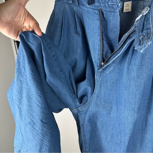 Gap x Doen Denim High Rise Trousers Womens Size 4 Blue Pleated Wide Leg Jeans - Picture 13 of 16